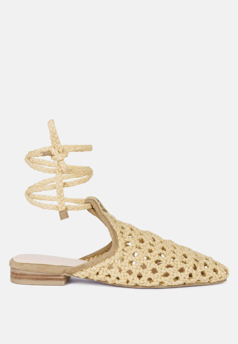 Handwoven Honeycomb Cotton Tie Up Mules