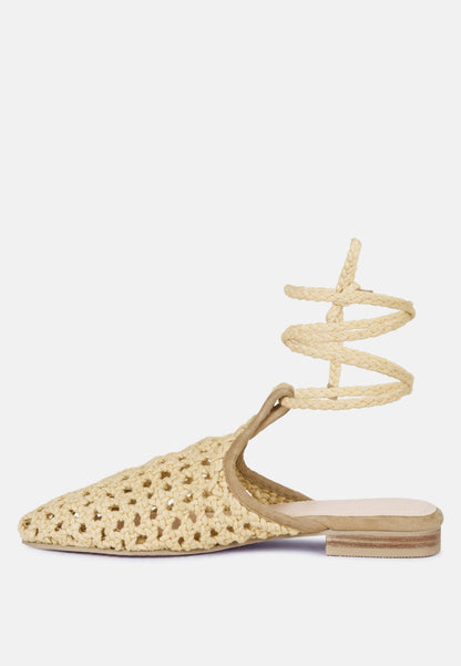 Handwoven Honeycomb Cotton Tie Up Mules