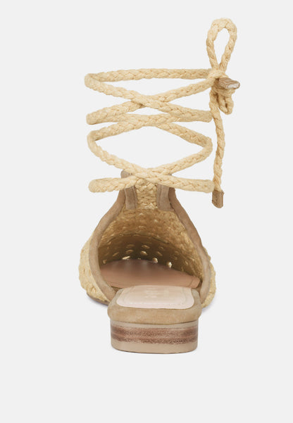 Handwoven Honeycomb Cotton Tie Up Mules