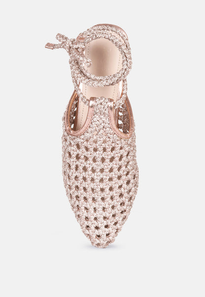 Handwoven Honeycomb Cotton Tie Up Mules