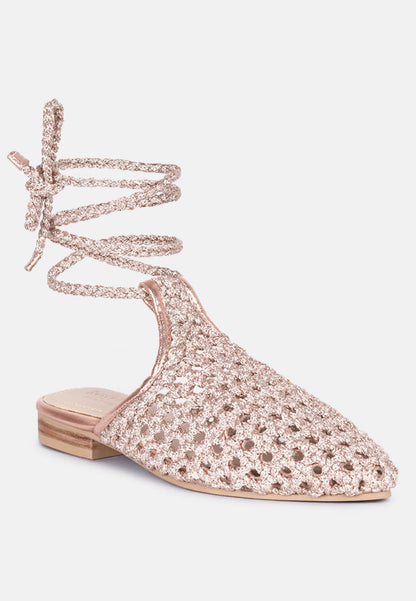 Handwoven Honeycomb Cotton Tie Up Mules