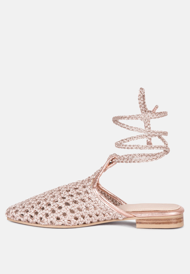 Handwoven Honeycomb Cotton Tie Up Mules
