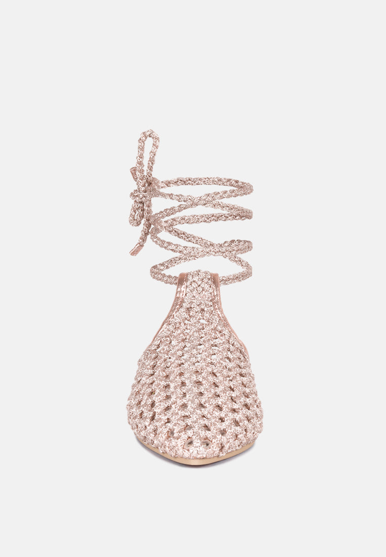 Handwoven Honeycomb Cotton Tie Up Mules