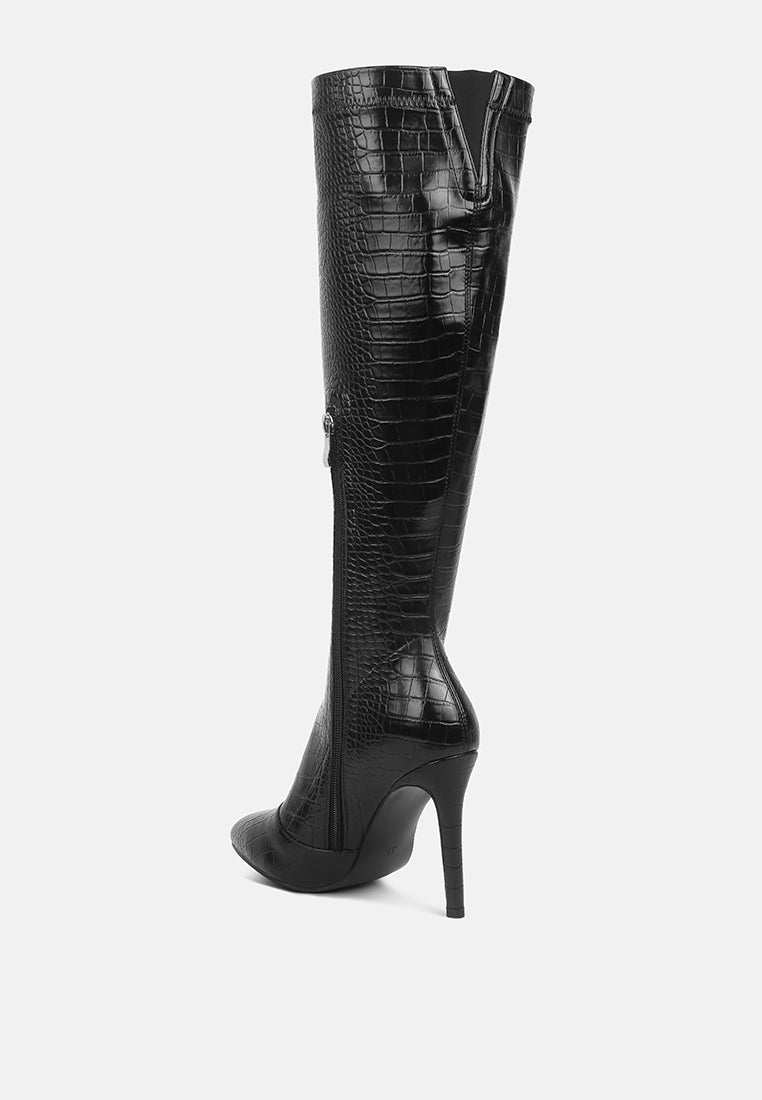 Croc High Heel Calf Boots