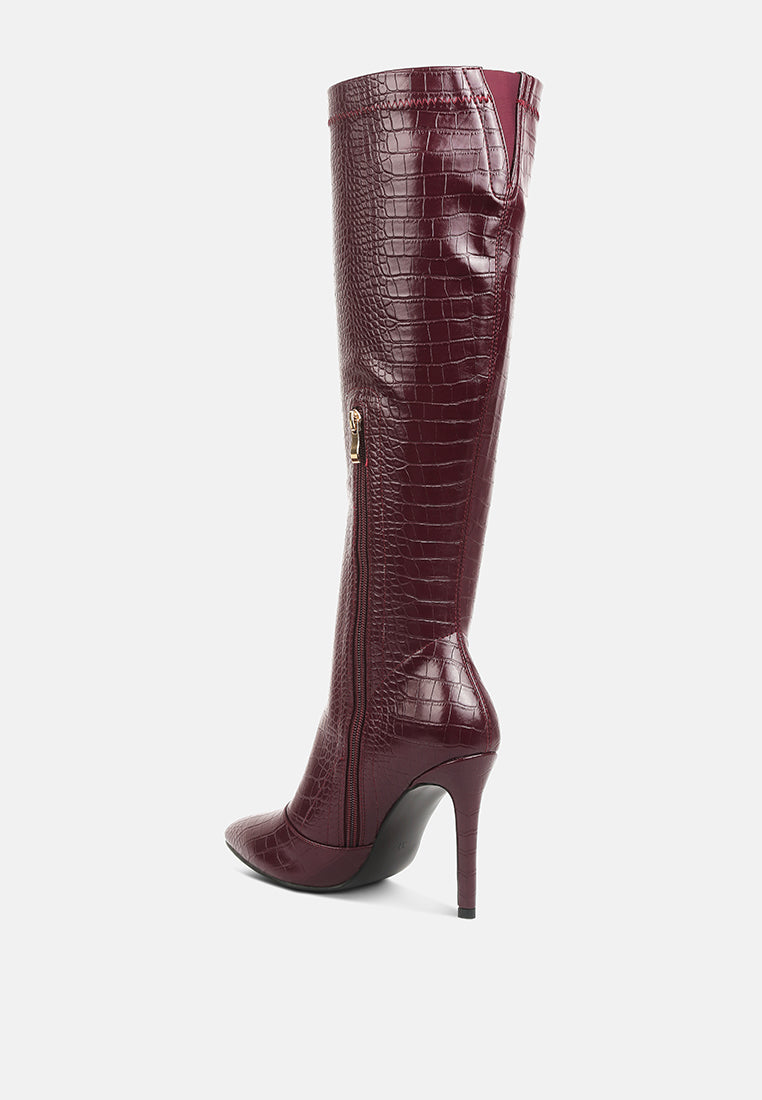 Croc High Heel Calf Boots