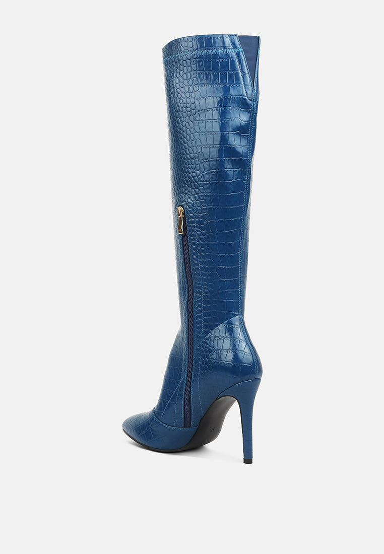 Croc High Heel Calf Boots
