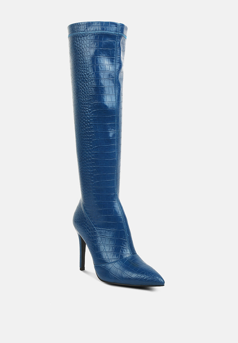 Croc High Heel Calf Boots