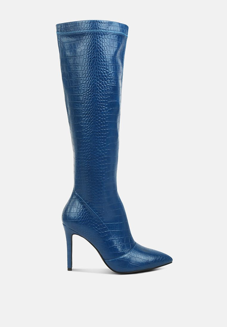 Croc High Heel Calf Boots