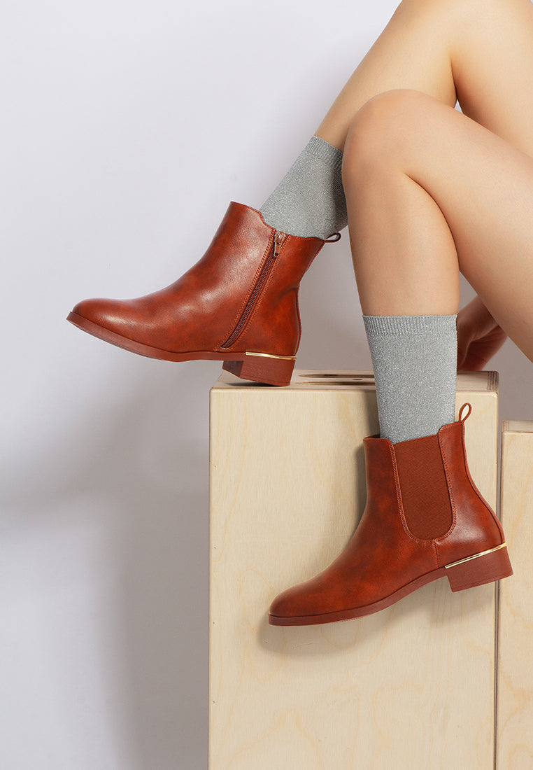 Sleek Heel Accented Ankle Boots