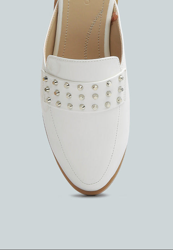 Studded Flat Patent Mules