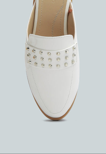 Studded Flat Patent Mules