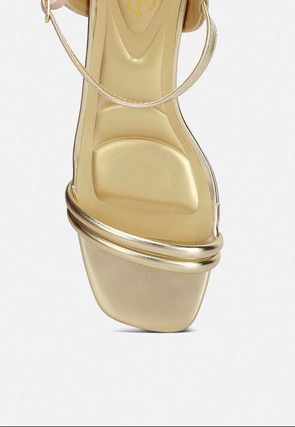 Mettallic Double Strap Low Block Sandal