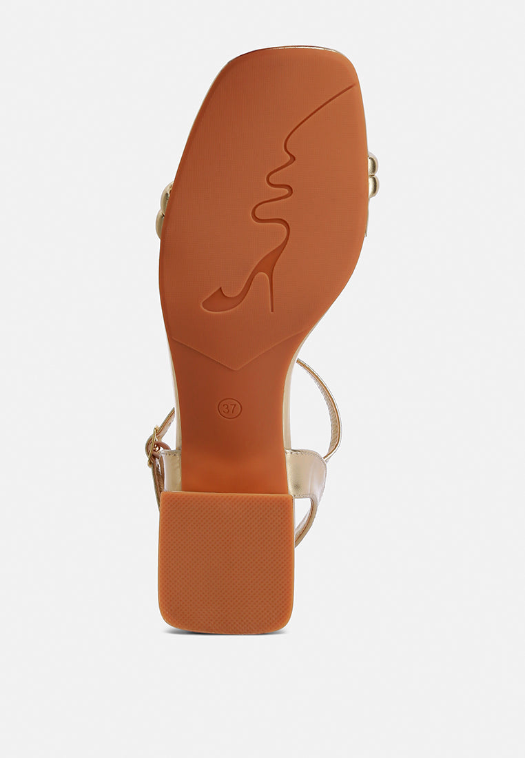 Mettallic Double Strap Low Block Sandal