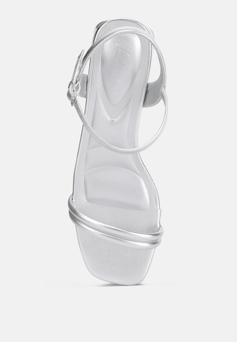 Mettallic Double Strap Low Block Sandal