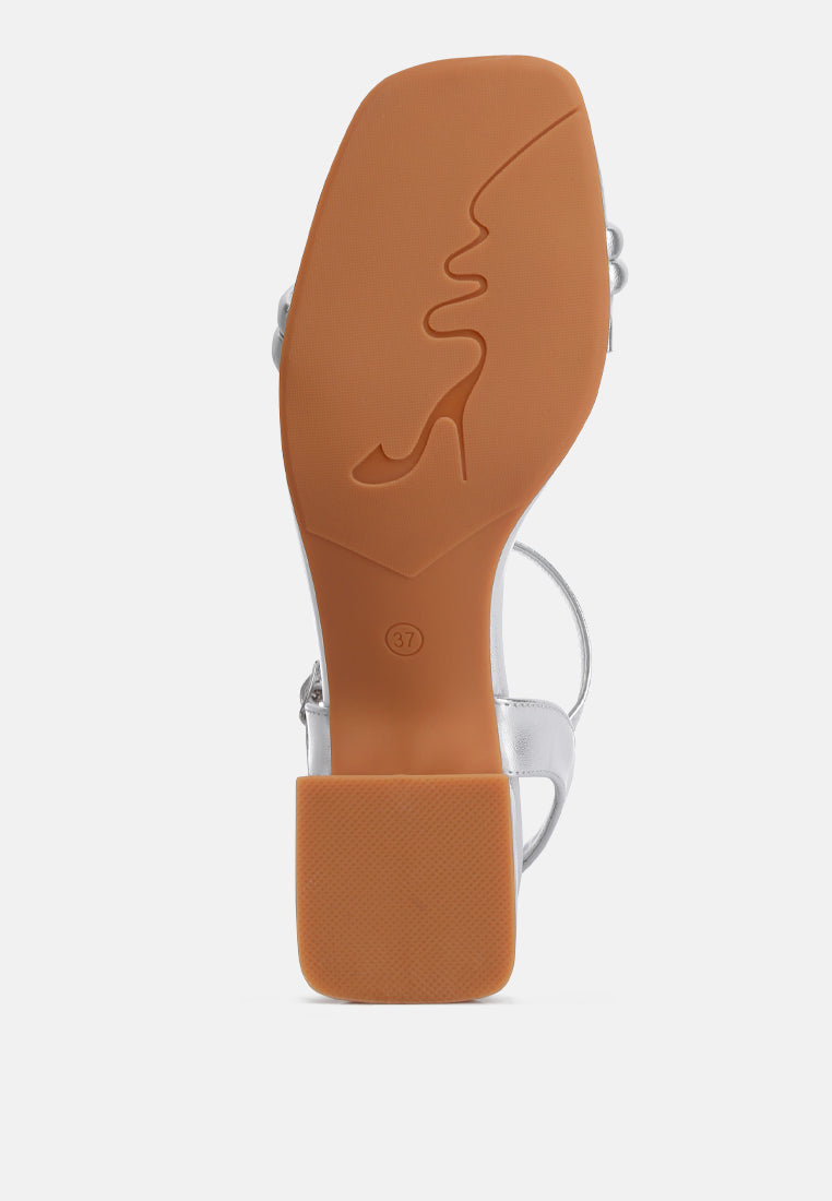 Mettallic Double Strap Low Block Sandal