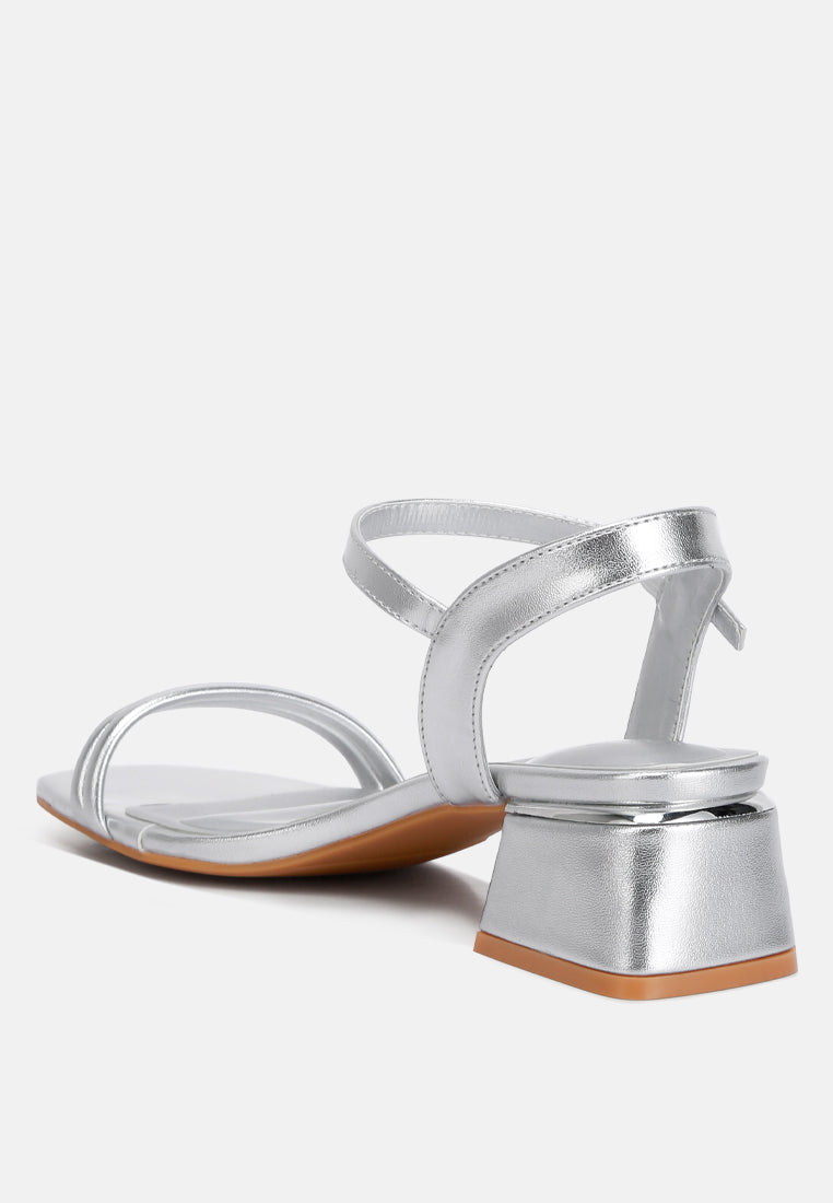 Mettallic Double Strap Low Block Sandal