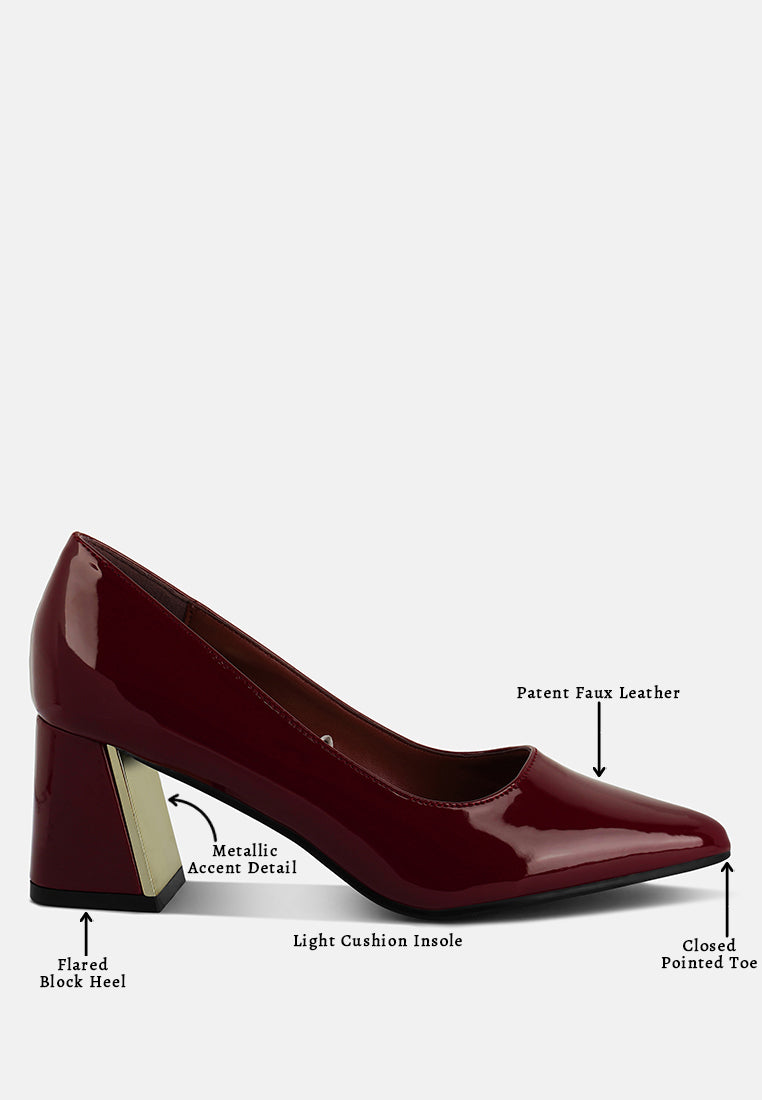 Metallic Accent Block Heel Pumps