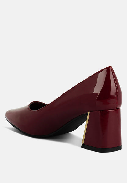 Metallic Accent Block Heel Pumps