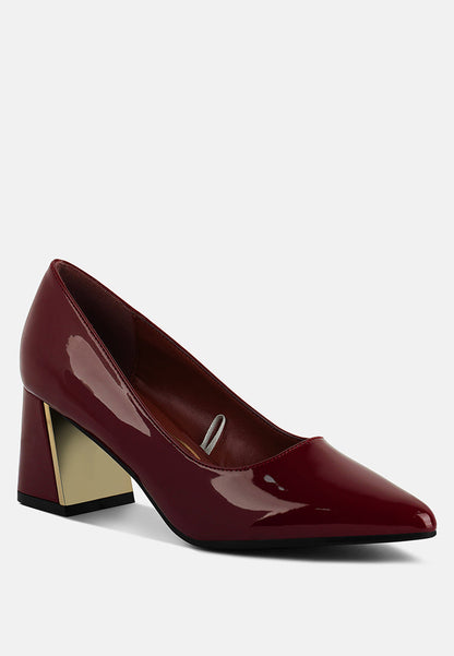 Metallic Accent Block Heel Pumps