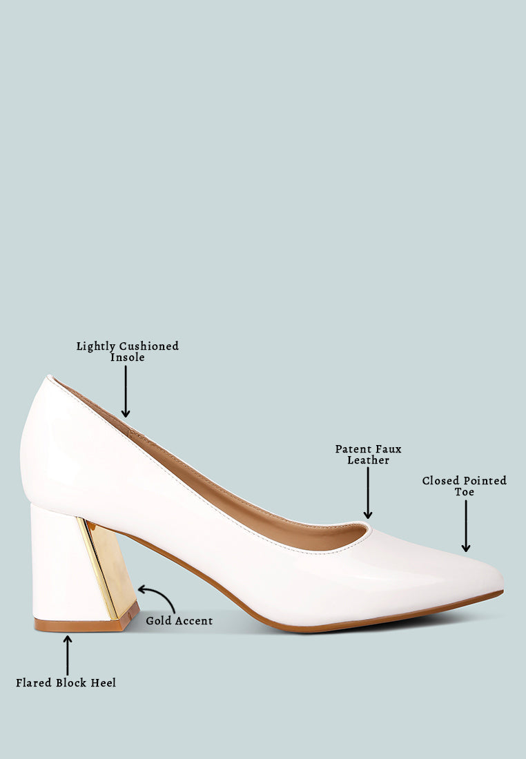 Metallic Accent Block Heel Pumps