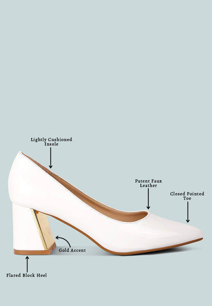 Metallic Accent Block Heel Pumps