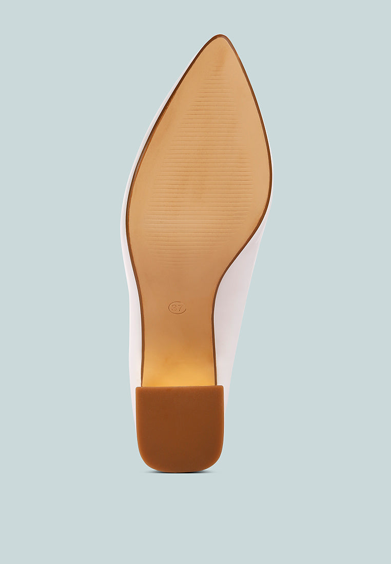Metallic Accent Block Heel Pumps