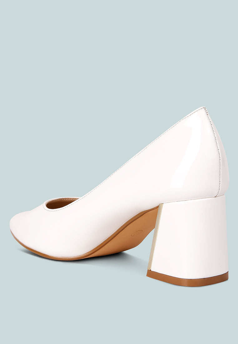 Metallic Accent Block Heel Pumps