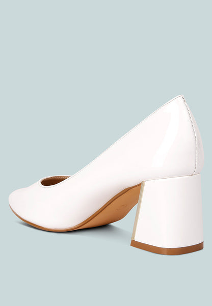 Metallic Accent Block Heel Pumps
