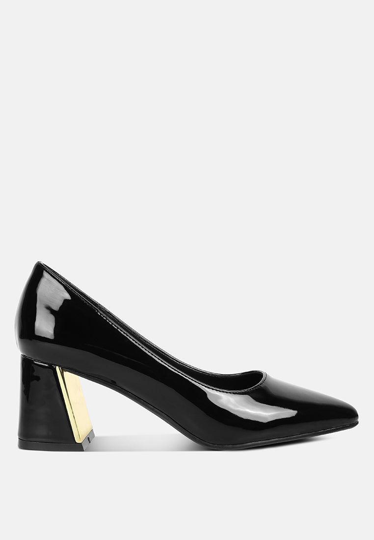 Metallic Accent Block Heel Pumps