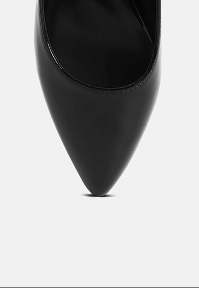 Metallic Accent Block Heel Pumps
