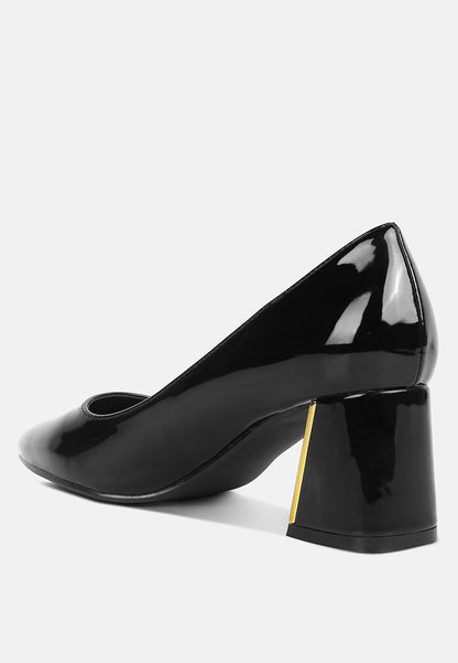 Metallic Accent Block Heel Pumps